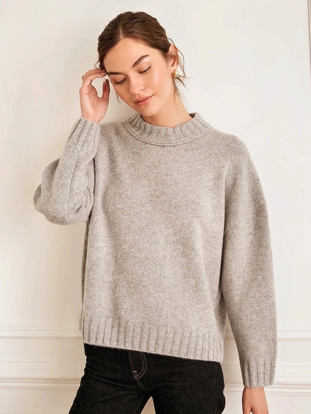 NAADAM Super Luxe Cashmere Mockneck Sweater Gray Medium
